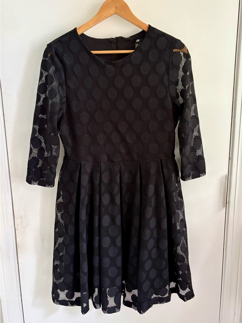 Divided by H&M Black Lace Dot Fit & Flare Dress